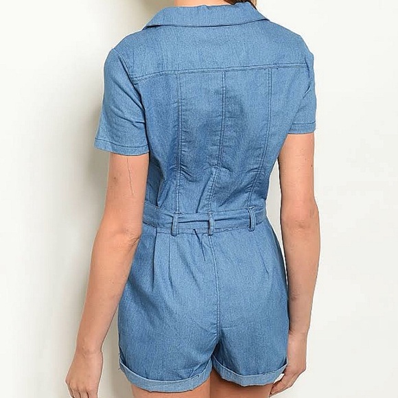 Medium Wash Blue Denim Romper - Picture 3 of 3